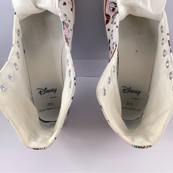 Disney Womens Mickey & Minnie White Canvas Hi-Top Sneakers 6.5 - Needs Laces - Picture 8 of 8